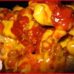 Close-up of Nathan's Chili Cheese Fries