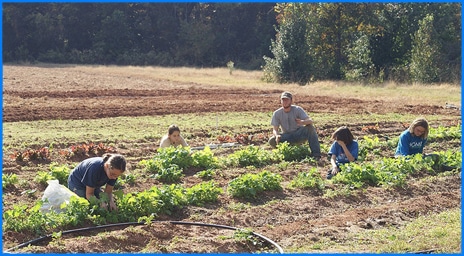 School kids in garden