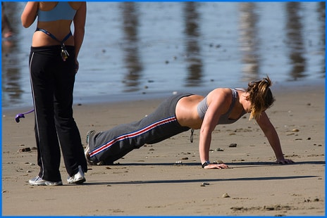 two girls exercising