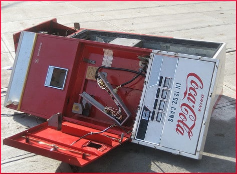 broken Coca-Cola vending machine