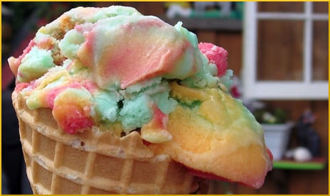 Rainbow sherbet ice cream