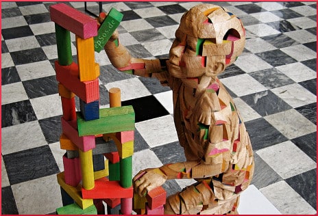 Wooden Sculpture of Science Genetics