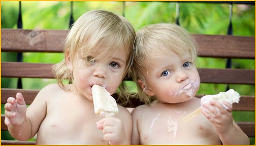 Twins Eating Ice Cream Bars