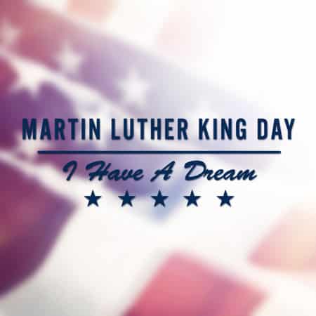 martin luther king day text on usa flag background