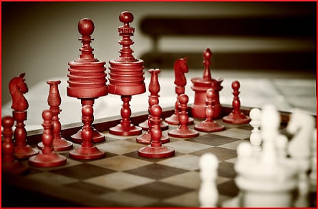 red-and-white-chess-pieces