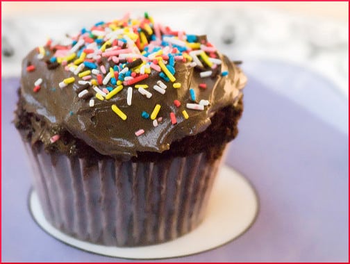 cupcake-chocolate-icing-on-plate