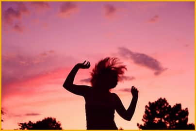 Sunset Party Dancing Girl Silhouette