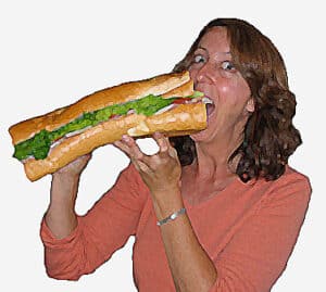 Sister Eating Big Sandwich