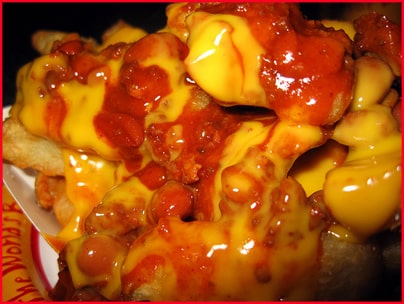Close-up of Nathan's Chili Cheese Fries