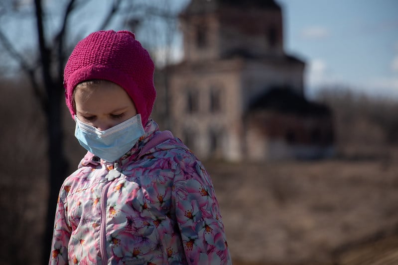 Girl wearing mask